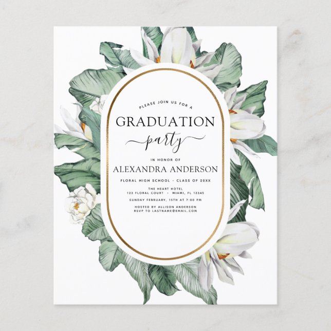 Budget 2023 Tropical Graduation Magnolia Floral Flyer (Front)