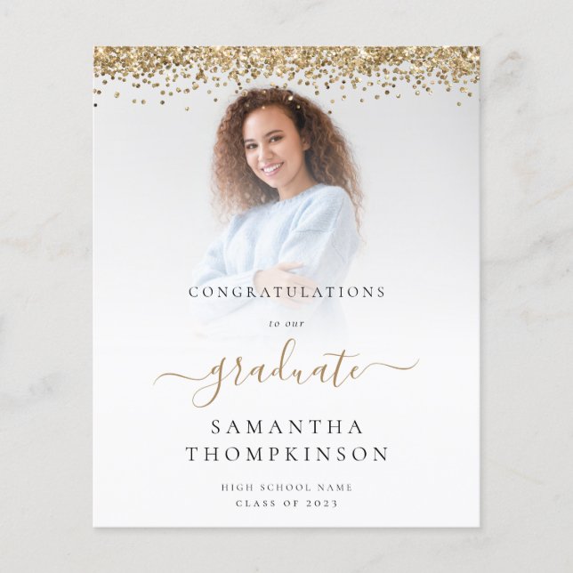 Budget 2024 Grad Photo Gold Glitter Announcement (Front)