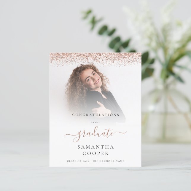 Budget 2024 Grad Photo Rose Gold Glitter Announce (Standing Front)