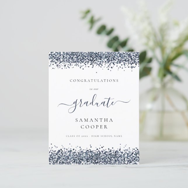 Budget 2024 Graduation Blue Glitter Announcement (Standing Front)