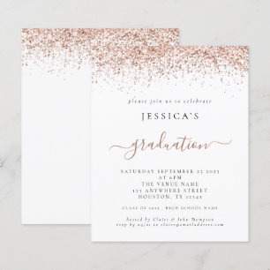 Budget 2024 Graduation Rose Gold Glitter Invite