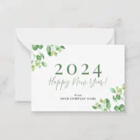 Budget 2024 Happy New Year business holiday Note Card | Zazzle