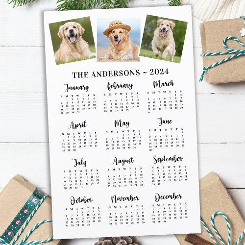 Budget 2024 Pet Photo Dog 12 Month Calendar Card