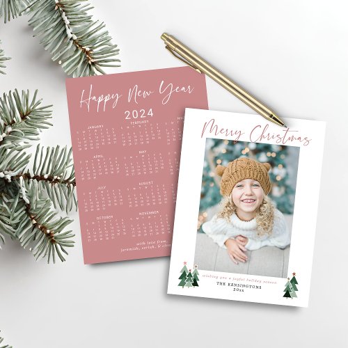 Budget 2024 Pink Simple Christmas Photo Calendar