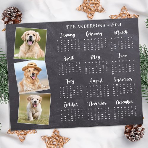 Budget 2024 Rustic Photo Pet Dog Calendar Card