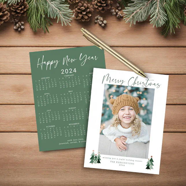 Budget 2024 Sage Green Christmas Photo Calendar Zazzle