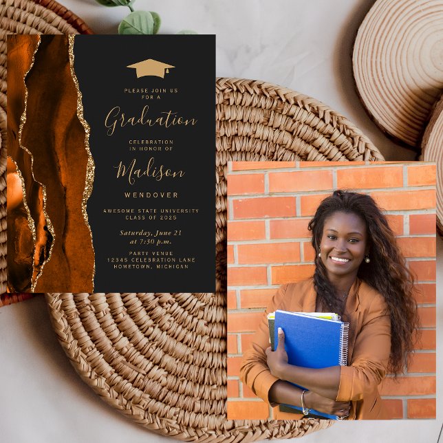 Budget 2026 Graduation Rust Agate Photo Invite (Creator Uploaded)