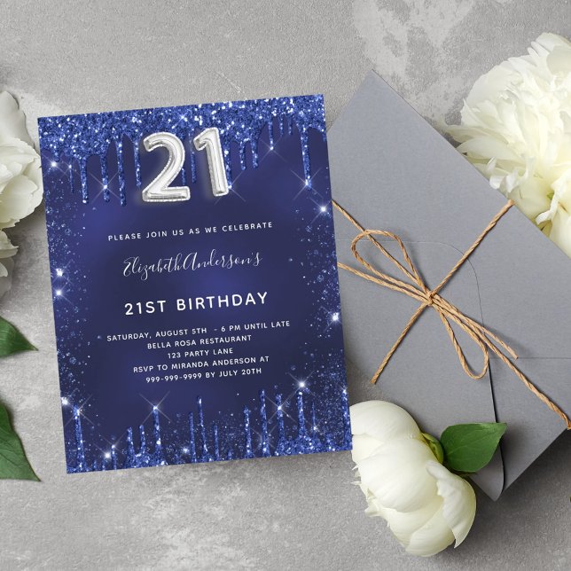 Budget 21st birthday blue silver glitter (Creator Uploaded)