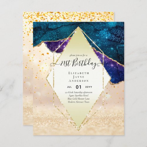 BUDGET 21st Birthday Glittery AGATE Sparkle Invite