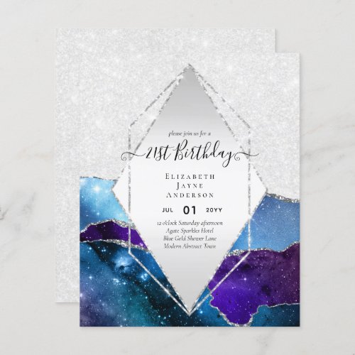 BUDGET 21st Birthday Glittery AGATE Sparkle Invite