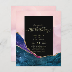BUDGET 21st Birthday Glittery AGATE Sparkle Invite