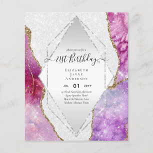 BUDGET 21st Birthday Glittery AGATE Sparkle Invite Flyer