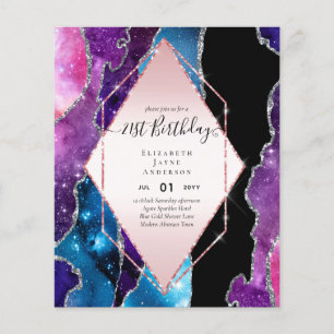 BUDGET 21st Birthday Glittery AGATE Sparkle Invite Flyer