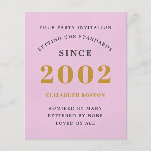 Budget 21st Birthday Invitation Pink Grey 2002