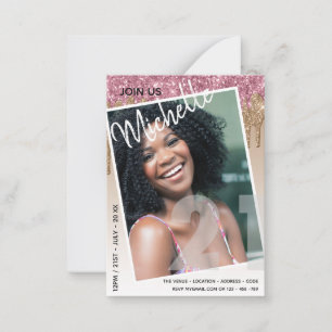BUDGET 21st Birthday PHOTO Dripping Glitter Invite
