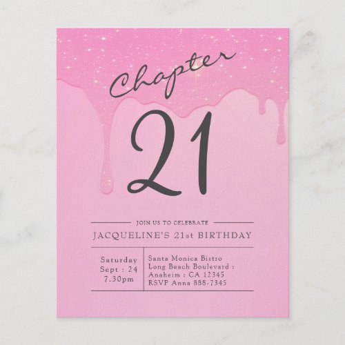 Budget 21st Birthday Pink Grey Invitation