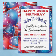 Budget 250th Birthday America Celebration Invite
