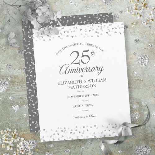 Budget 25th Anniversary Silver Heart Save the Date