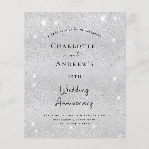 Budget 25th silver wedding anniversary glitter