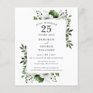 Budget 25th Wedding Anniversary Floral Invitation
