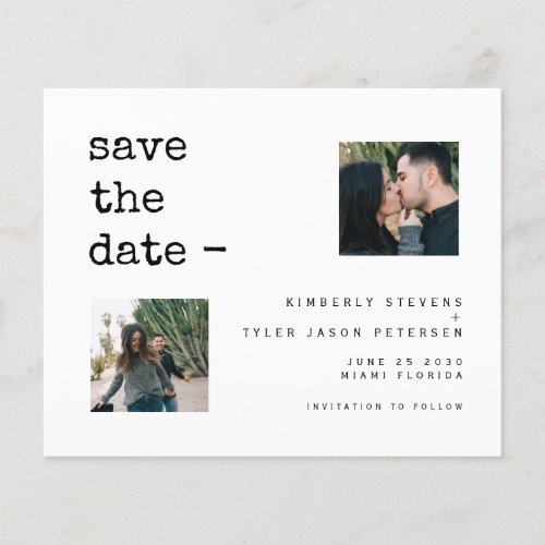 Budget 2 custom photo modern wedding save the date flyer