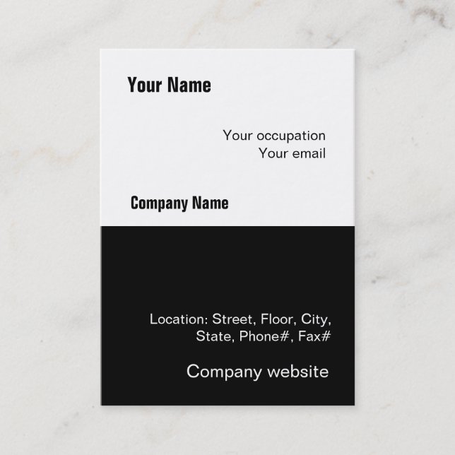 Budget 2 in 1 Black White Big Business Card (Front)