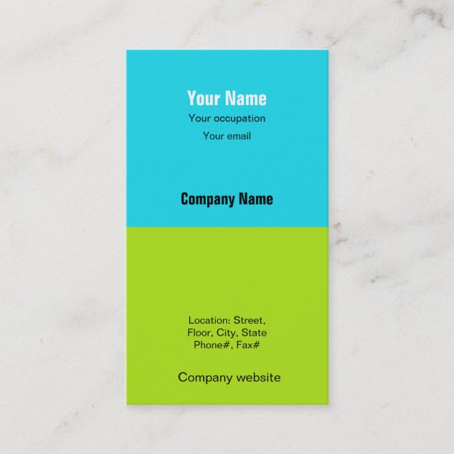 Budget 2 in 1 Green Blue Business Card (Front)
