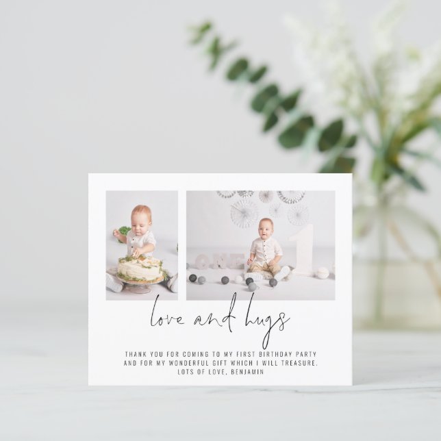 Budget 2 Photo 1st Birthday Love and Hugs Thanks (Standing Front)