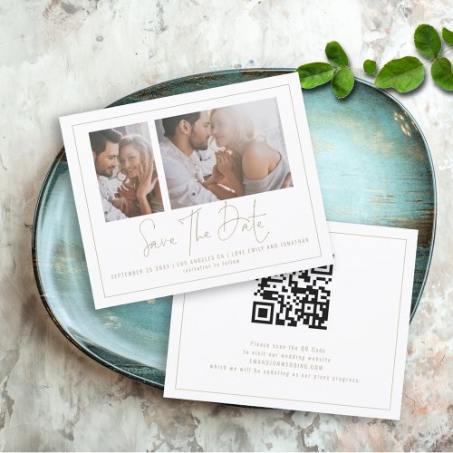 Budget 2 Photo Champagne Gold Wedding Save Date