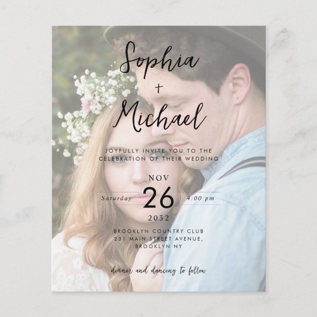Budget 2 Photo Details QR Website Wedding Invite (Front)