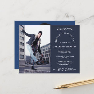 Budget 2 Photo Navy Graduation Party Invitation