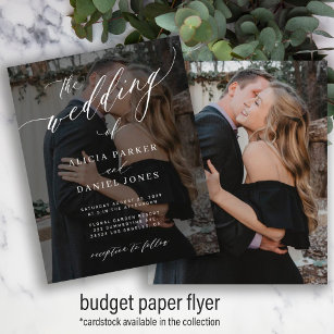 Budget 2 photos elegant script wedding invitation flyer