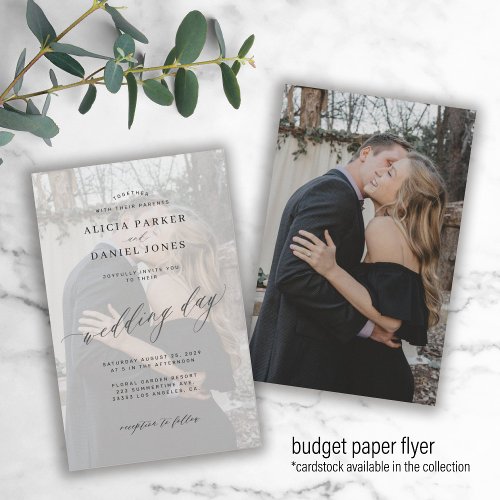 Budget 2 photos modern overlay wedding invitation flyer