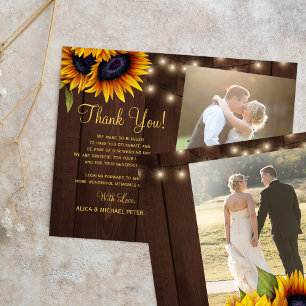 Budget 2 photos rustic wedding thank you card