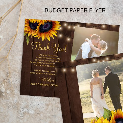 Budget 2 photos rustic wedding thank you card flyer