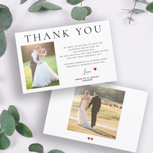 Budget 2 photos simple modern wedding thank you