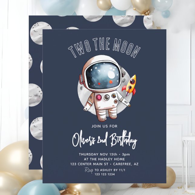 Budget 2nd Two The Moon Birthday Invitation (Creator Uploaded)