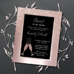 Budget 30th Birthday Champagne Toast Party Invite<br><div class="desc">On a background of blush pink metallic foil, our elegant 30th Birthday party invitation features a feminine blush glitter ombre overlay with bubbling champagne glasses toasting the 30th birthday honoree. In a black frame with a blush foil border, you'll find example text that you can easily revise on the personalization...</div>