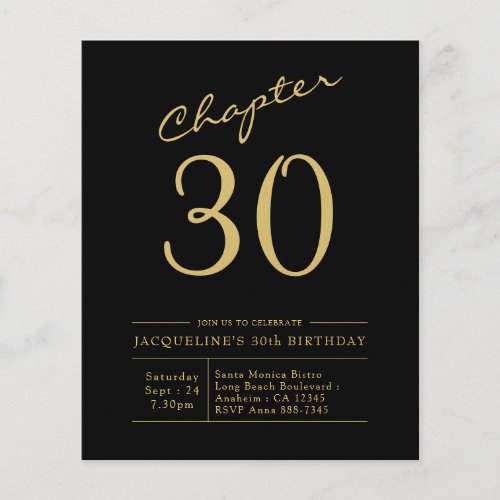 Budget 30th Birthday Invitation Black Gold