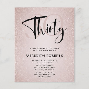 Budget 30th Birthday Modern Script Birthday Invite