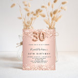 Budget 30th birthday rose gold glitter invitation<br><div class="desc">For an elegant 30th birthday.  A rose gold faux metallic looking background. Decorated with rose gold,  pink faux glitte,  sparkles.  Personalize and add a name,  and party details. The name is written with a hand lettered style script,  number 30 with balloon style fonts.</div>