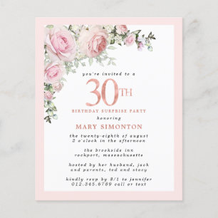 Budget 30th Birthday Surprise Party Pink Floral