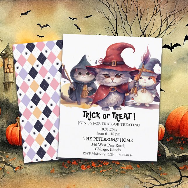 Budget 3 Little Witches Trick or Treat Invitation (Creator Uploaded)