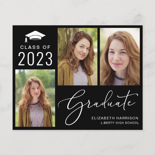 Budget 3 Photo Black Graduation Announcement