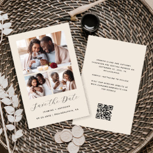 Budget 3-Photo Collage Beige Save the Date