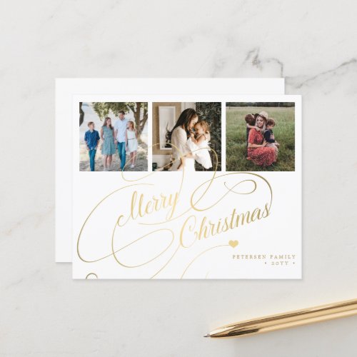 Budget 3 photo collage Christmas Holiday Card