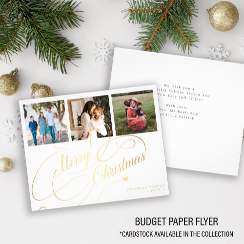 Budget 3 photo collage Christmas Holiday Card Flyer