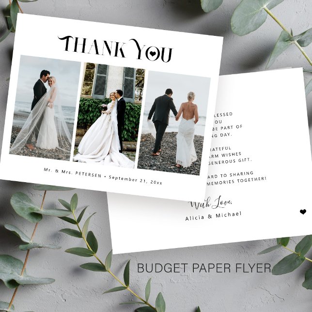 Budget 3 photo collage modern wedding thank you flyer (Creator Uploaded)