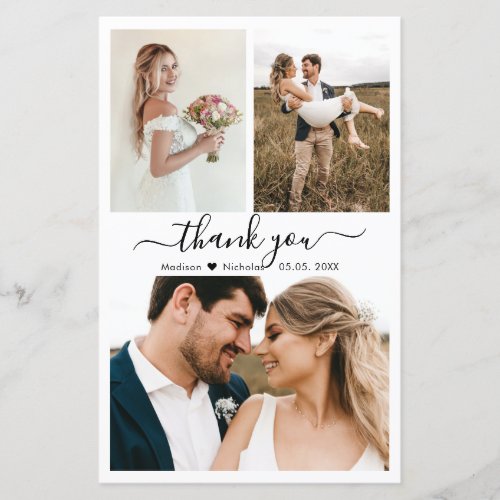 Budget 3 Photo Collage Wedding Thank You Card