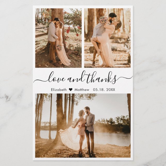 Budget 3 Photo Collage Wedding Thank You Flyer (Front)